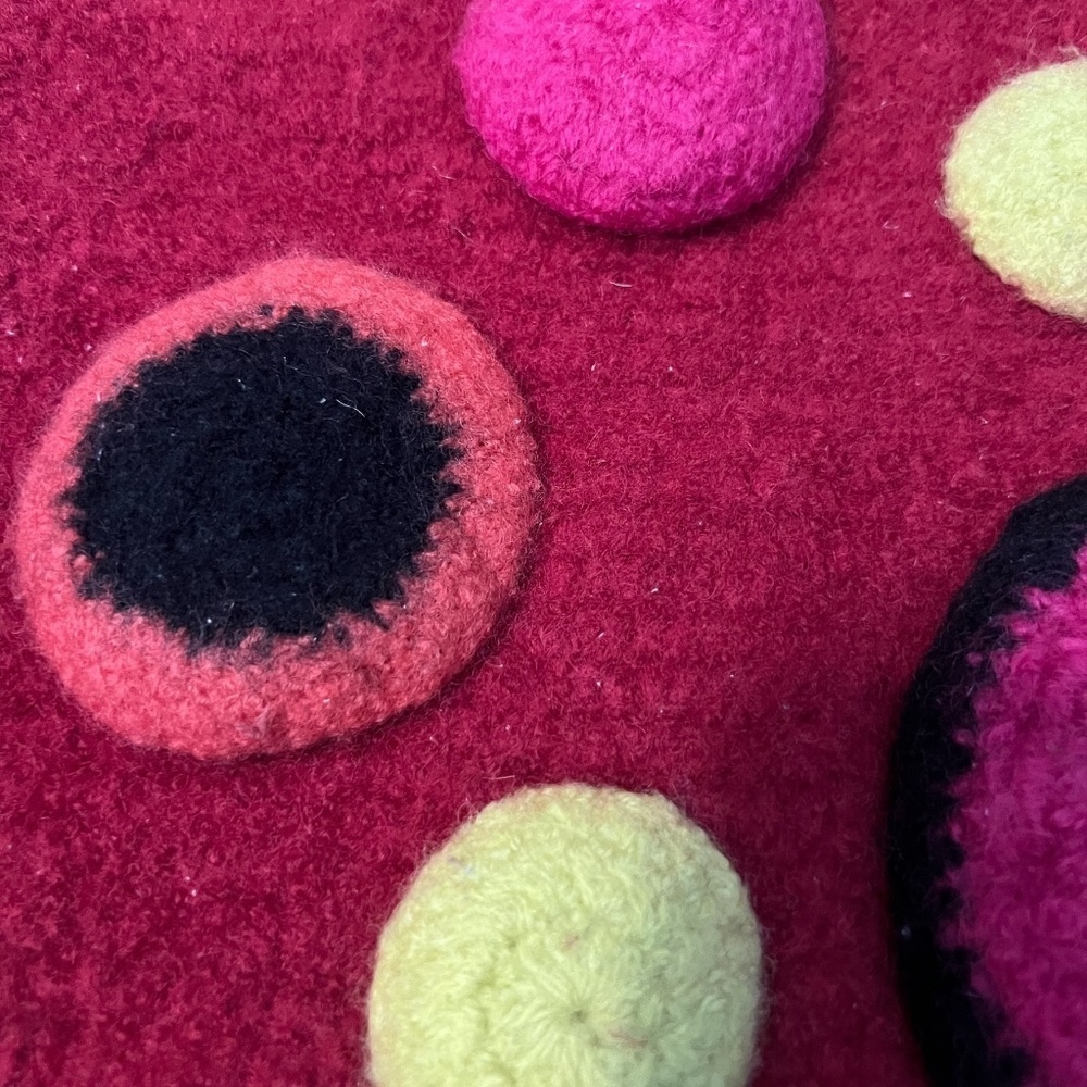 Colorful Circles Hand Felted Wool Handbag Knit-Crochet, In‎ Raspberry - Picture 5 of 8